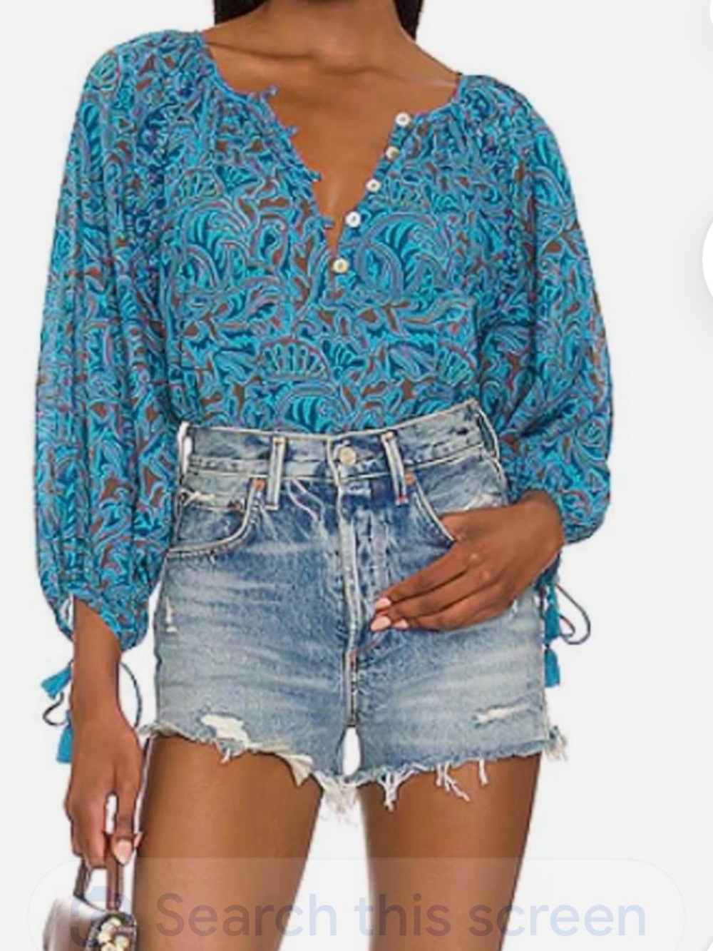 Cleobella Jayda blouse in organic cotton, Zuri block print M